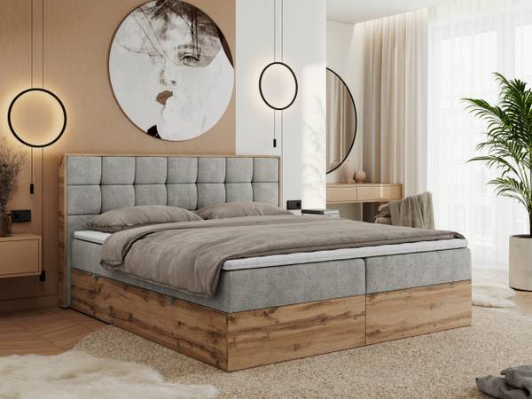 Boxspringbett ALBERO 1 Platingrau - Breite: 148 cm - H3