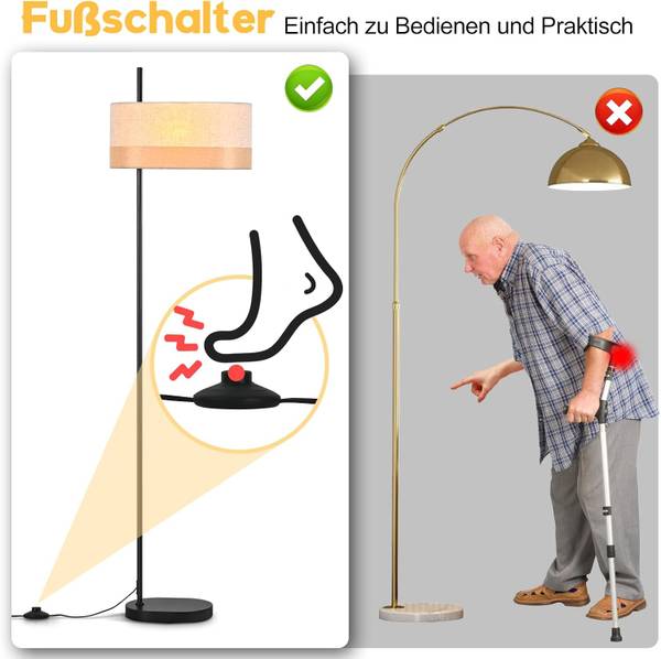 Standleuchte sdqd Weiß - Leinen - Eisen - 25 x 154 x 40 cm