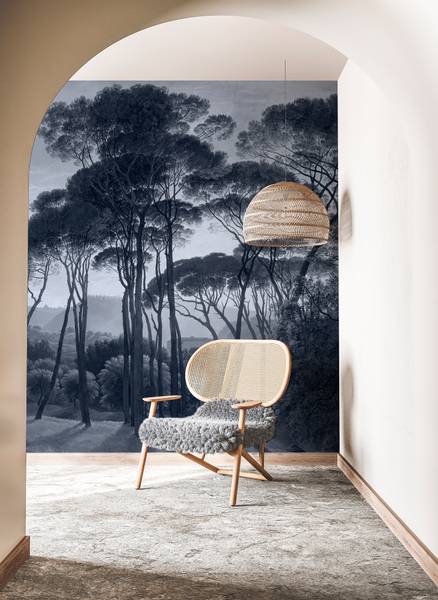 Panorama-Tapete Ombrelli Blau