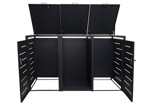 Mülltonnenverkleidung E83-B (2er) Grau - Stahl - 198 x 117 x 82 cm