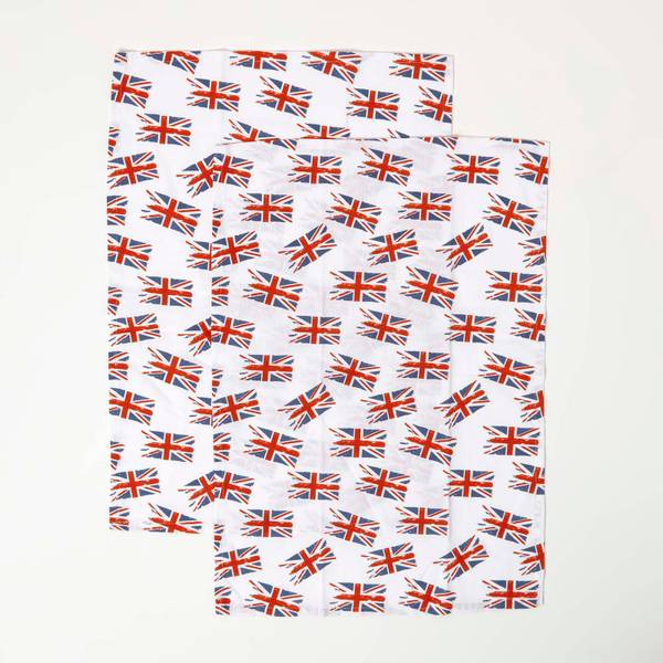 2er-Set Geschirrtücher mit Union Jack Baumwollstoff - 45 x 1 x 65 cm