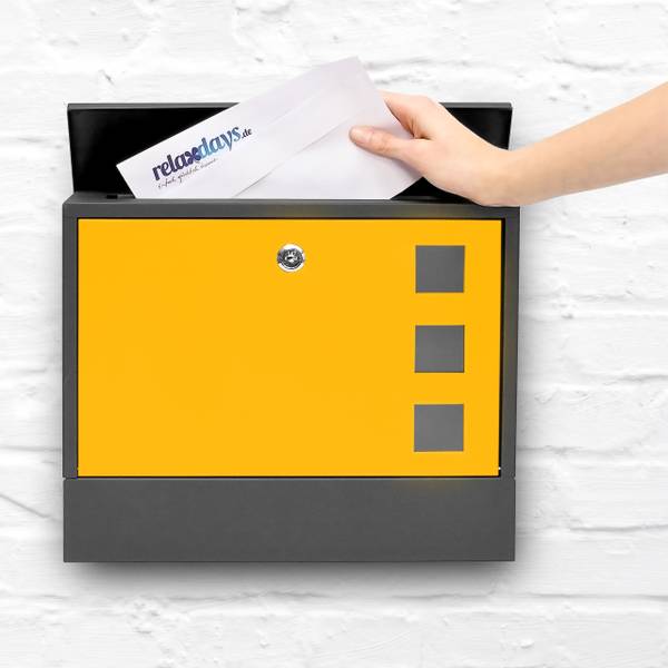 Briefkasten zweifarbig Farbauswahl Schwarz - Gelb