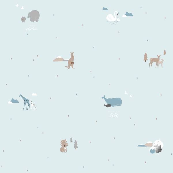 Tapete 640294 Blau - Papier - 53 x 1000 x 53 cm