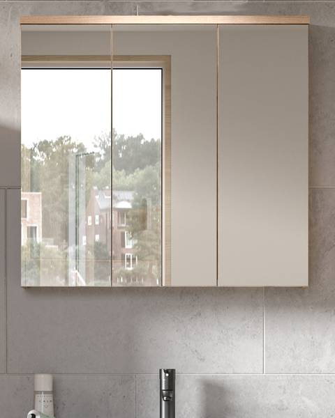 Badezimmer Spiegelschrank Oderzo Braun - Holzwerkstoff - Metall - 80 x 75 x 20 cm