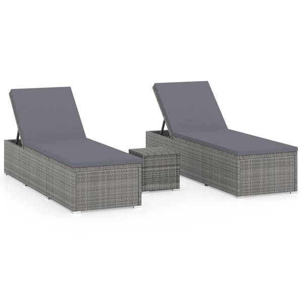 Garten-Sonnenliegen 3003799 (3-teilig) Grau - Polyethylen - 60 x 31 x 195 cm