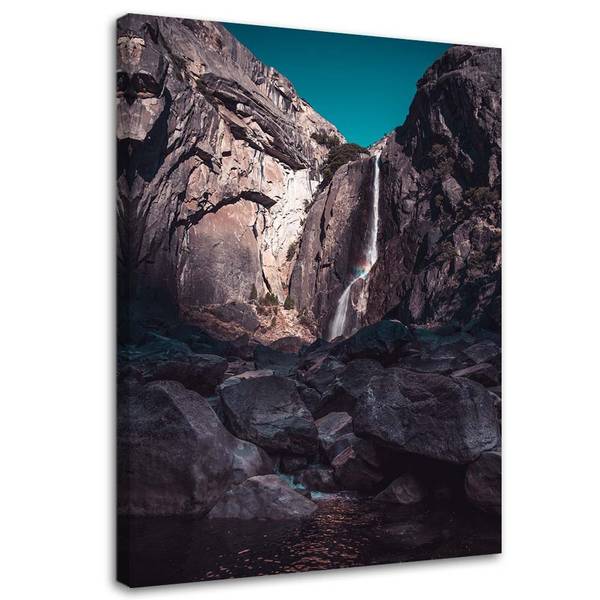 Wandbild wasserfall zwischen hohen 70 x 100 cm