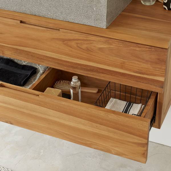 Waschbeckenunterschrank MAË Beige - Massivholz - 115 x 45 x 45 cm