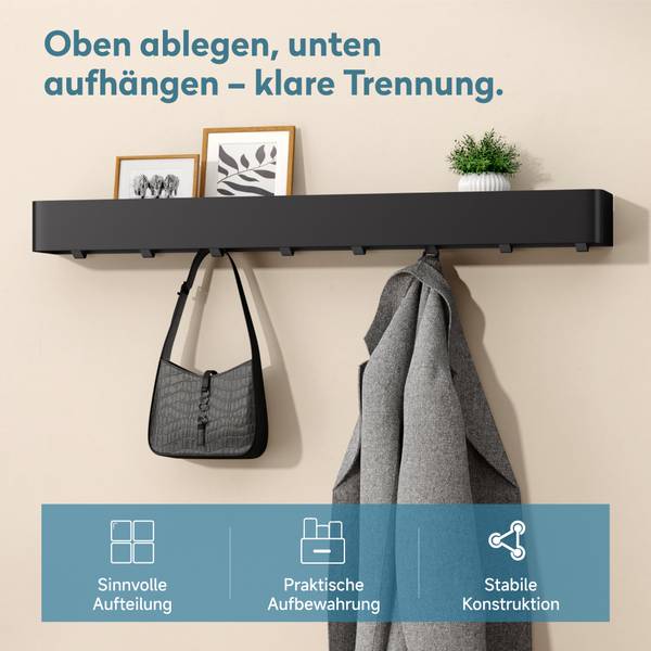 Wandregale Garderobe Reglo-05 400 Schwarz - Tiefe: 40 cm