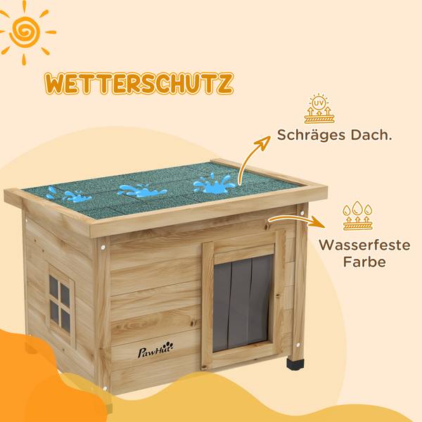 Katzenhaus 784V00YL Gelb - Massivholz - 57 x 43 x 45 cm