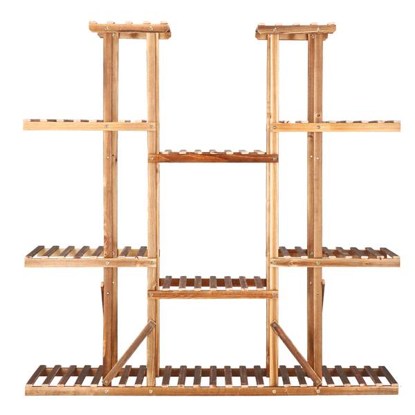 Holz Blumenständer - 9 regal Braun - Massivholz - 120 x 119 x 25 cm