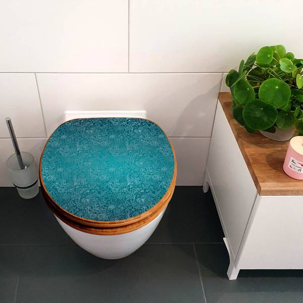 WC-Sitz mit Absenkautomatik Mandala Land Blau - Bambus - Holzwerkstoff - 38 x 5 x 49 cm
