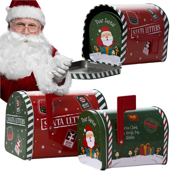 Keksdose Weihnachten Mailbox 2er Rot - Metall - 10 x 10 x 16 cm
