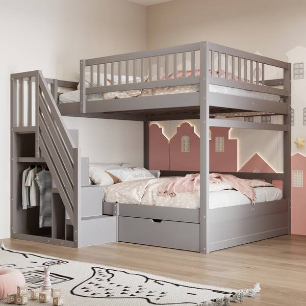 Etagenbetten K-608 Grau - Holzwerkstoff - 140 x 174 x 200 cm