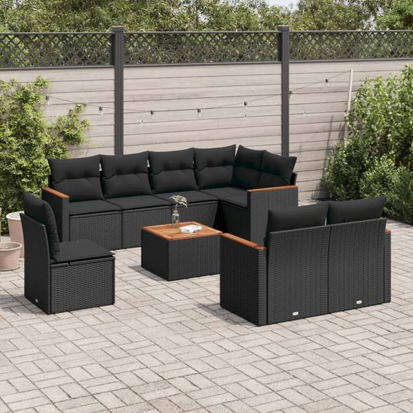 Garten-Lounge-Set 3034875-2 9-teilig Schwarz