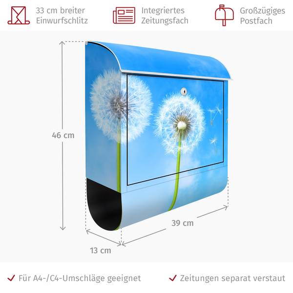 Briefkasten Flying Seeds Blau - Stahl - 39 x 46 x 13 cm