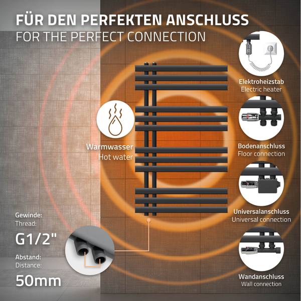 Badheizkörper FLINT Anthrazit - Tiefe: 60 cm