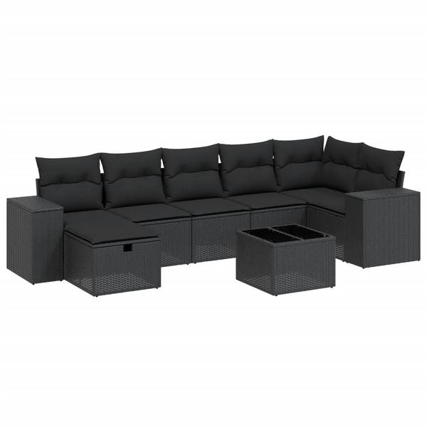 Loungeset 3036469-1 (8-delig) zwart - polyester - staal - 62 x 69 x 62 cm