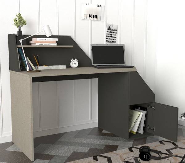 Schreibtisch Gusto Grau Anthrazit Grau - Holzwerkstoff - 140 x 174 x 60 cm