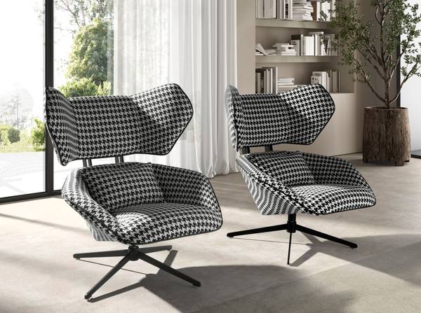 Fauteuil 5142 Noir - Blanc - Tissé à plat - Polyester - Tissu - 85 x 98 x 95 cm