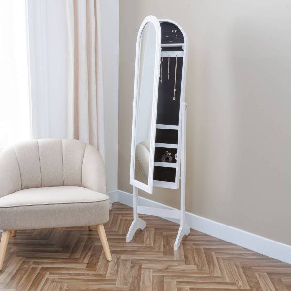 Schmuckschrank LEXY Weiß - Holzwerkstoff - 34 x 158 x 38 cm