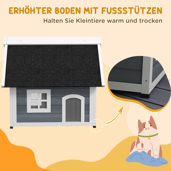 Katzenhaus BB7016 Grau - Massivholz - 50 x 20 x 85 cm