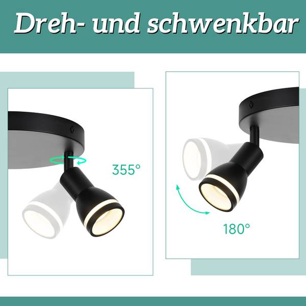 Spot plafond Delmenhorst 3 ampoules Noir - Métal - 20 x 16 x 20 cm