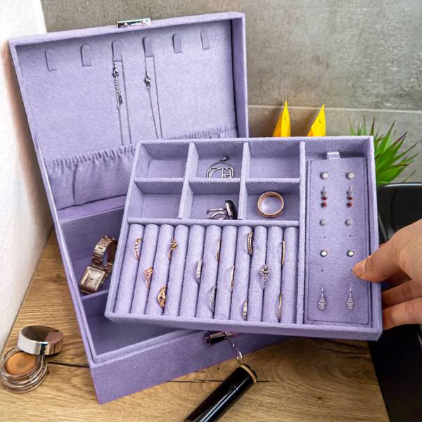 Schmuckschatulle Juwelenbox Kästchen Violett - Kunststoff - 19 x 9 x 23 cm