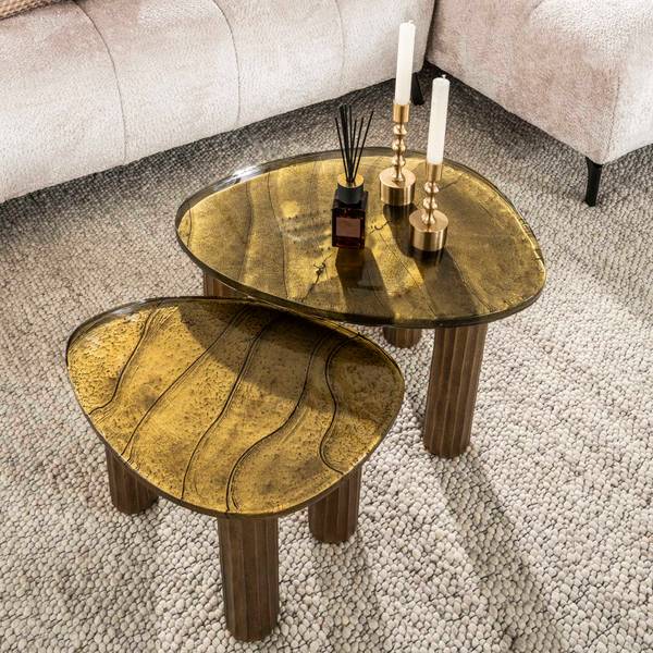 Couchtisch ECLIPSE Gold - Glas - 62 x 40 x 45 cm