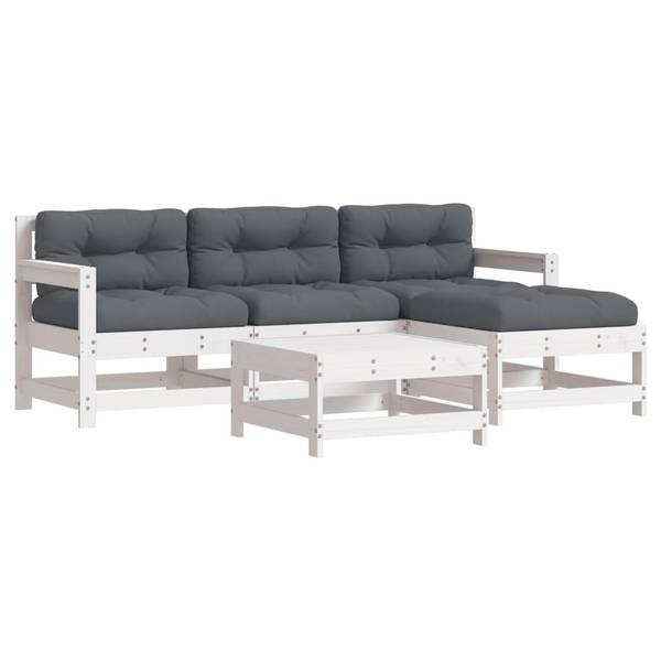 Loungeset 3029347 set van 5 bruin - polyester - grenenhout - 62 x 70 x 62 cm