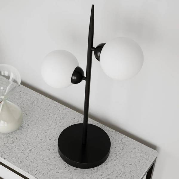 Klassisch / Rustikale Tischlampe Punto Schwarz - Weiß - Stahl - Klarglas - 32 x 55 x 32 cm