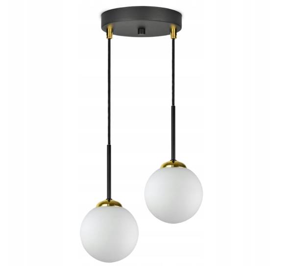 Pendelleuchte Gris Milchglas II Schwarz - Gold - Weiß - Glas - Metall - 20 x 90 x 20 cm