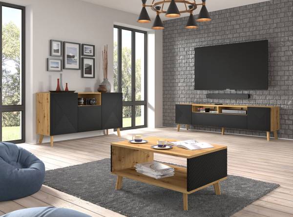 Salontafel Nexa beige - zwart - ABS - melamine - 90 x 45 x 60 cm