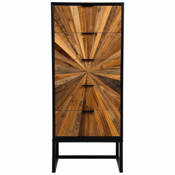 Commode Taki Noir - En partie en bois massif - 42 x 105 x 37 cm