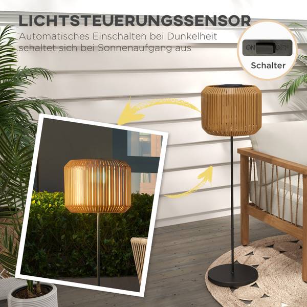 Rattan Solarleuchte 867-152V00YL Gelb - Stahl - Polyethylen - 34 x 130 x 34 cm