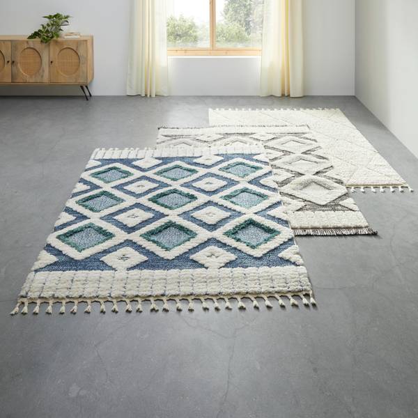 Webteppich SELMA 3 Weiß - Holzwerkstoff - 160 x 1 x 230 cm