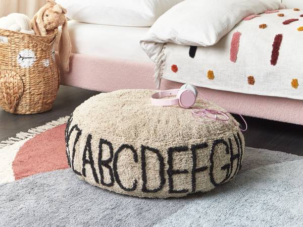 Vloerkussens TWINSPUR beige - zwart - natuurvezel - 60 x 20 x 60 cm