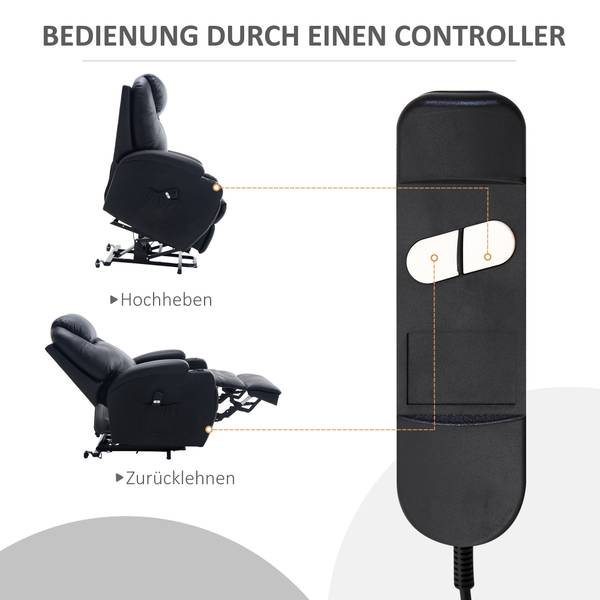 Fernsehsessel 700-020V01BK Esche Schwarz Dekor - Schwarz