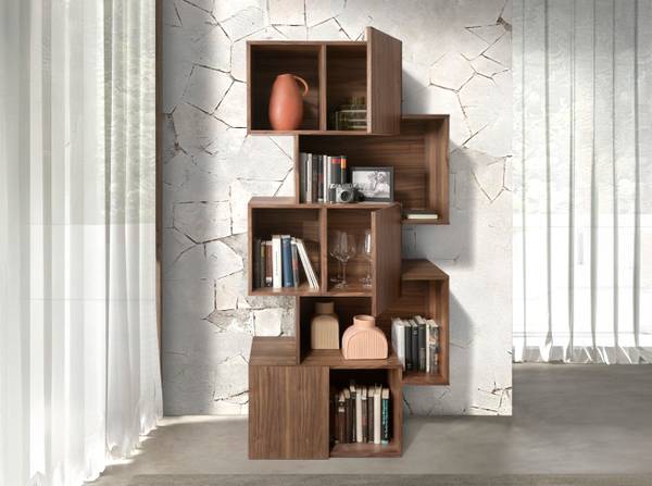 Boekenkast 3021 bruin - walnoot - zink - 85 x 181 x 40 cm