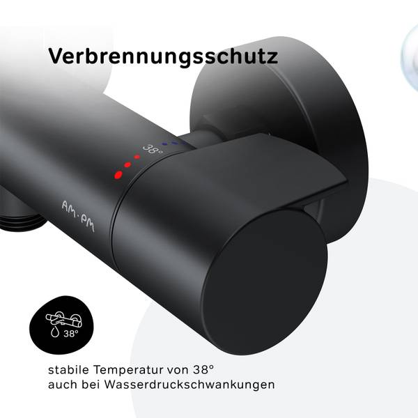 AM.PM Duschthermostat Brausearmatur Schwarz - Messing - 28 x 7 x 10 cm