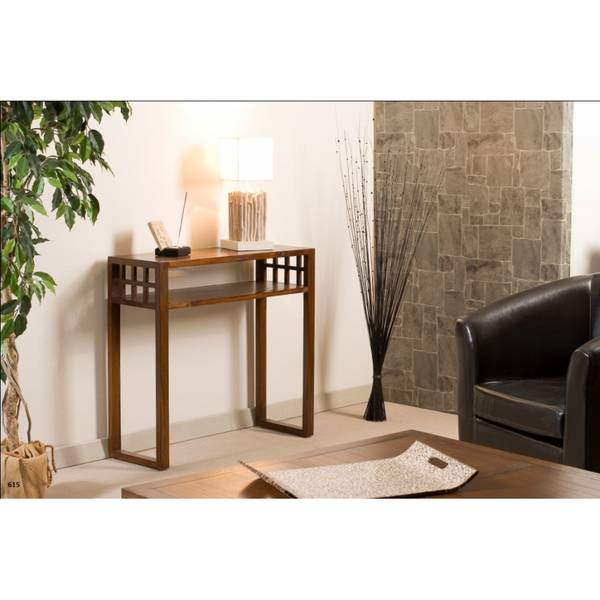 Console rectangulaire 1 étagère en mindi Marron - En partie en bois massif - 30 x 76 x 80 cm