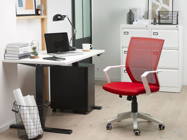 Chaise de bureau RELIEF Rouge - Blanc - Textile - 55 x 96 x 55 cm