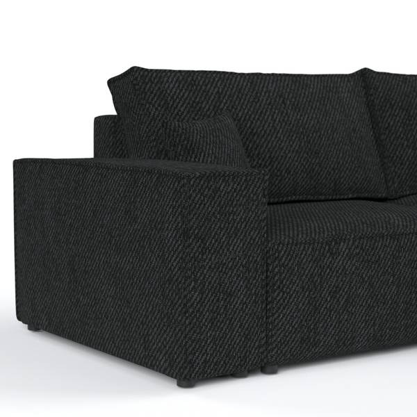 Ecksofa AVION mit Schlaffunktion Schwarz - Armlehne beidseitig montierbar - Ecke davorstehend rechts - Ottomane davorstehend rechts
