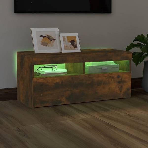 TV-Schrank mit LED-Leuchten D776 Raucheiche Dekor
