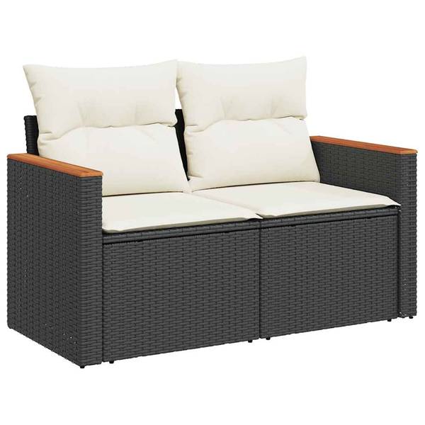 Garten-Lounge-Set 3036563-4 7-teilig Schwarz - Weiß - Polyrattan - 62 x 69 x 62 cm