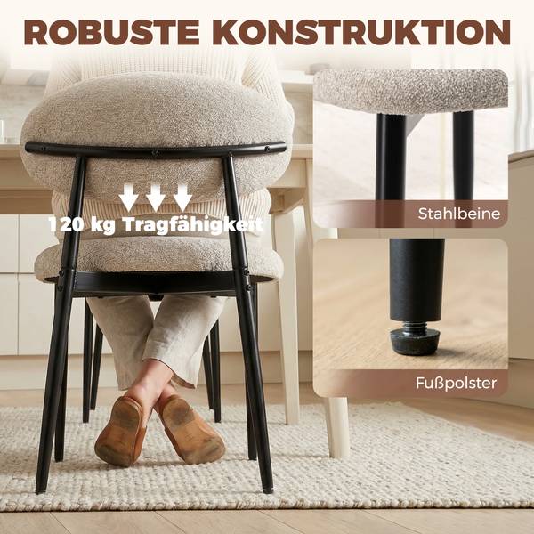 Esszimmerstuhl 83A-507V00BG Beige - Strukturstoff - Leinen - 58 x 77 x 58 cm