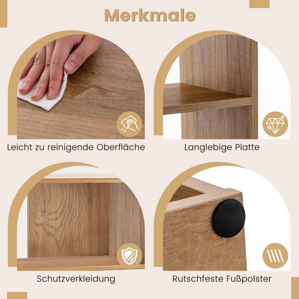 Bücherregal mit 3 Ebenen 85013627 Beige - Holzwerkstoff - 84 x 84 x 30 cm