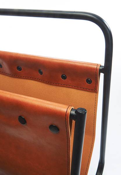 Zeitungsständer LEATHERMETAL39 Braun - Echtleder - 21 x 40 x 39 cm