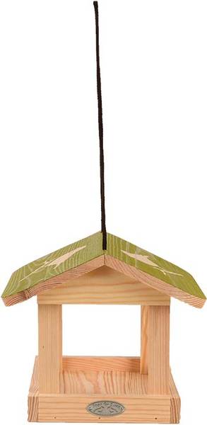 Futterhaus zum Aufhängen mit Aufdruck Massivholz - 24 x 21 x 24 cm