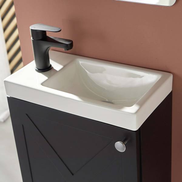 Badmöbel-Set AVA 2-teilig Schwarz - Holzwerkstoff - 41 x 53 x 22 cm