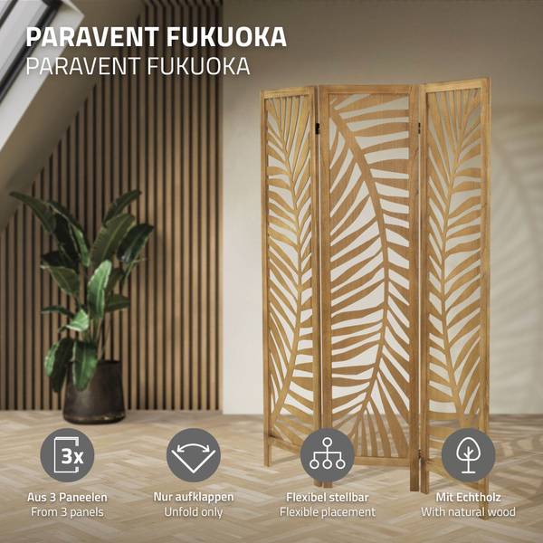 Paravent Fukuoka 3-tlg Braun - Samt - 121 x 170 x 2 cm